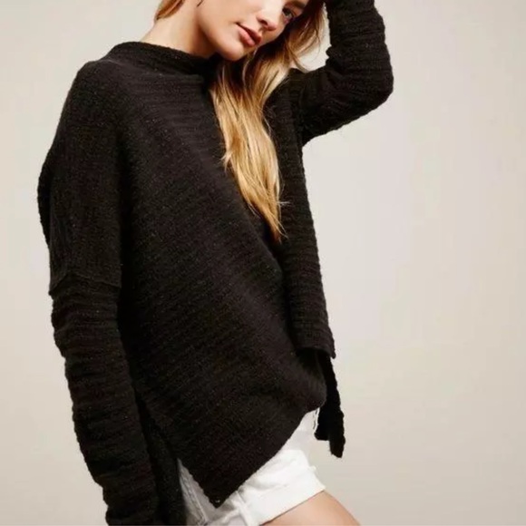 Free People Arctic Fox Sweater XS charcoal wool blend zipper oversized - Picture 13 of 14